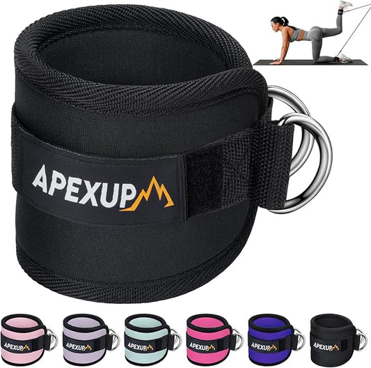 APEXUP Ankle Strap for Cable Machine, Ankle Resistance Bands, Cable Kick Back Straps for Gym, Glute Workouts, Leg Extensions, Adjustable Straps with Neoprene Padding