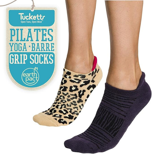 Tucketts Crew Closed Toes Non-Slip Grip Socks - Anti Skid Yoga, Barre, Pilates, Home & Leisure, Pedicure