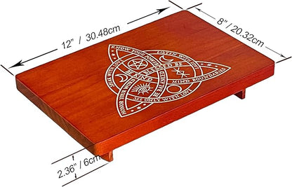 Altar Table, Meditation Table, Small Altar Table, Wooden Witch Altar, Wiccan Alter Table, Buddhist Shrine, Engraved Triquetra （The Celtic Trinity Knot） on Table Top, 12 × 8 inches