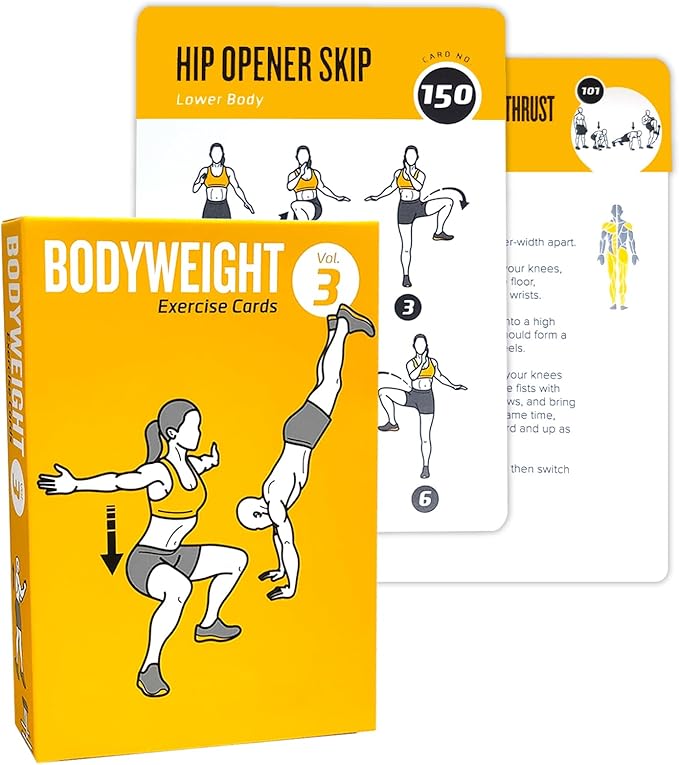 Bodyweight Fitness Planners, 62 Exercises Cards Deck Large Size 5" x 3.5" Fitness Cards for Women & Men, Beginner Fitness Guide to Training Exercises at Home or Gym (Bodyweight, Vol 3)