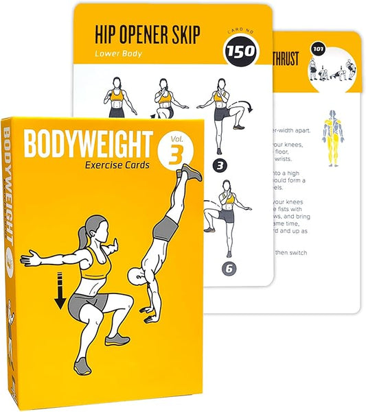 Bodyweight Fitness Planners, 62 Exercises Cards Deck Large Size 5" x 3.5" Fitness Cards for Women & Men, Beginner Fitness Guide to Training Exercises at Home or Gym (Bodyweight, Vol 3)
