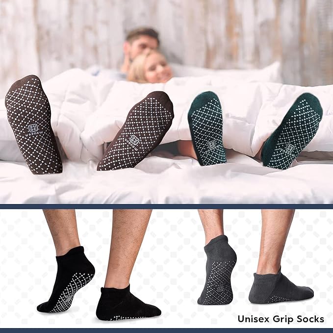 unenow Unisex Non Slip Grip Socks with Cushion for Yoga Pilates Barre Home & Hospital