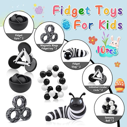 Fidget Spinner Adults Pack, Fidget Toys for Teens, 10PC Sensory Toys Set for Kids Autism, Easter Gift for Men Desk Toy Stress Relief Toys for ADHD