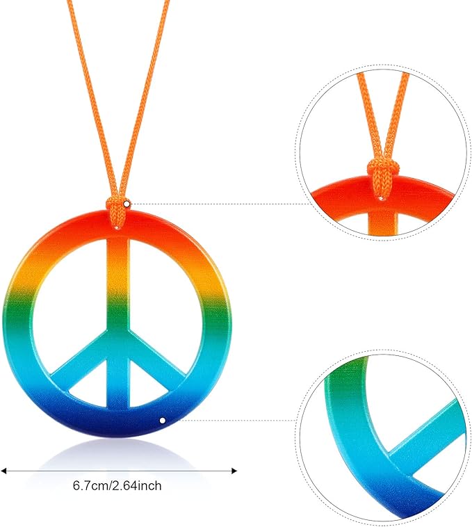 Hicarer Hippie Costume Accessories Include Sunglasses, Peace Sign Necklace, Boho Headband and Earring for 60s 70s Party