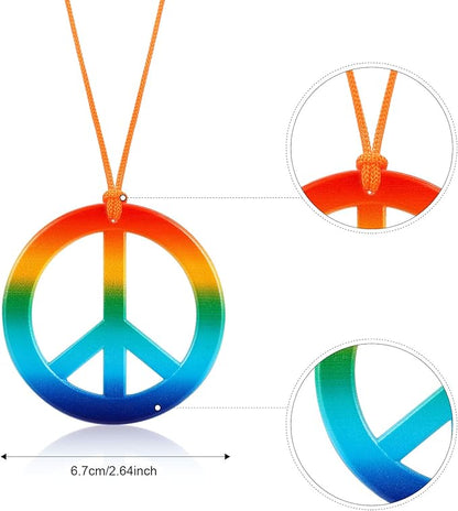 Hicarer Hippie Costume Accessories Include Sunglasses, Peace Sign Necklace, Boho Headband and Earring for 60s 70s Party