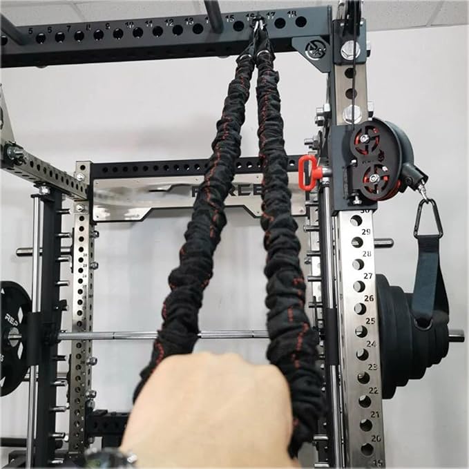 RSBFER Power Cage Squat Rack Accessories, Fits on 3" X 3" Tube Squat Rack with 1" Hole, Home Gym Fitness Equipment for Strength Training & Resistance Bands