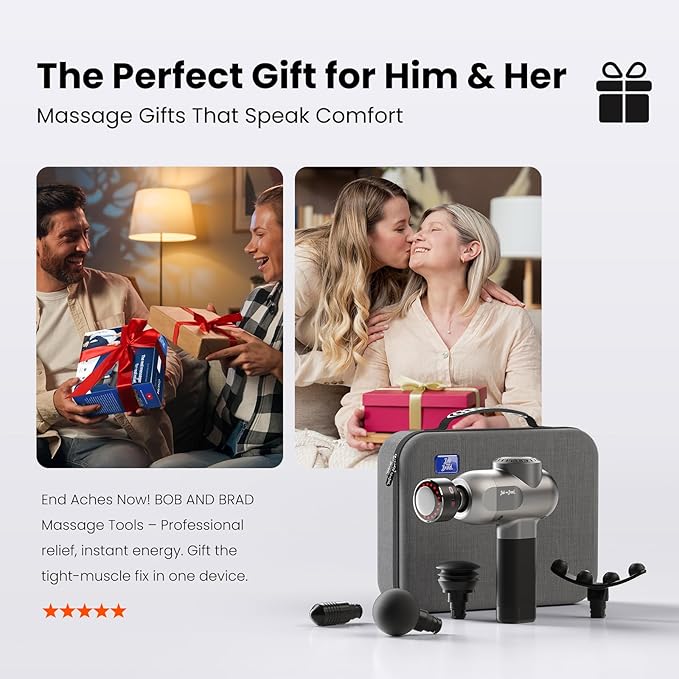 BOB AND BRAD C2 Ultra Massage Gun with Heat and Infrared LED Light, Deep Tissue Percussion Massager Gun, Muscle Massager Electric Back Massagers for Professional Athletes Home Gym