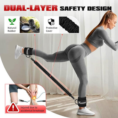 Ankle Resistance Bands with Cuffs, Leg and Glutes Workout Equipment, Resistance Bands with Ankle Straps for Cable Machine Kickbacks, Booty Workouts, Lower Body Exercises - Home Gym Exercise Equipment