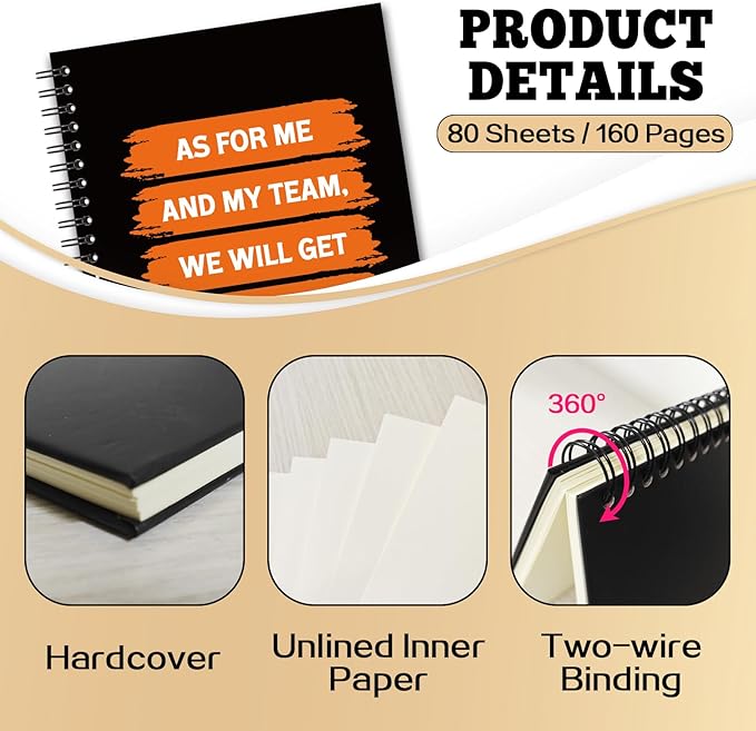 YAZMEEN Dream Team Blank Spiral Notebook（160 Pages） As for Me and My Team Hardcover Sketchbook Team Gift for Employee Coworker Funny Appreciation Gift for Colleague Friend Team Member Office Worker