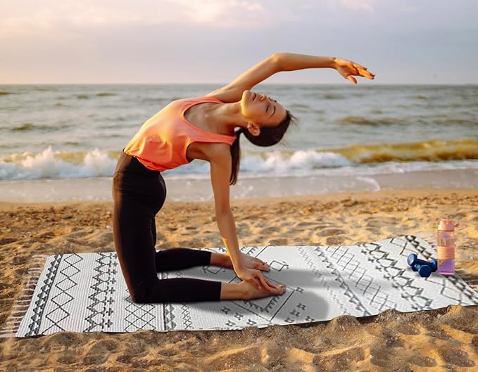 Cifupy Handmade Organic Yoga Mat made with Organic Cotton Yoga Mat - Non Slip Hand-Woven Foldable Yoga Rug Provides Excellent Comfort, Traction & Support for Indoor & Outdoor Use - 24 x 72 Inches