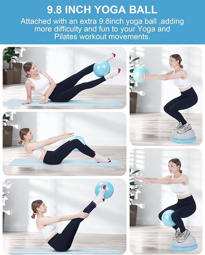 Balance Ball Trainer,Inflatable Yoga Plank Exercise Ball With Plank &Game,Half Balance Trainer With Extra Yoga Ball & Resistance Bands For Home Gym Workout Core Strength Training.