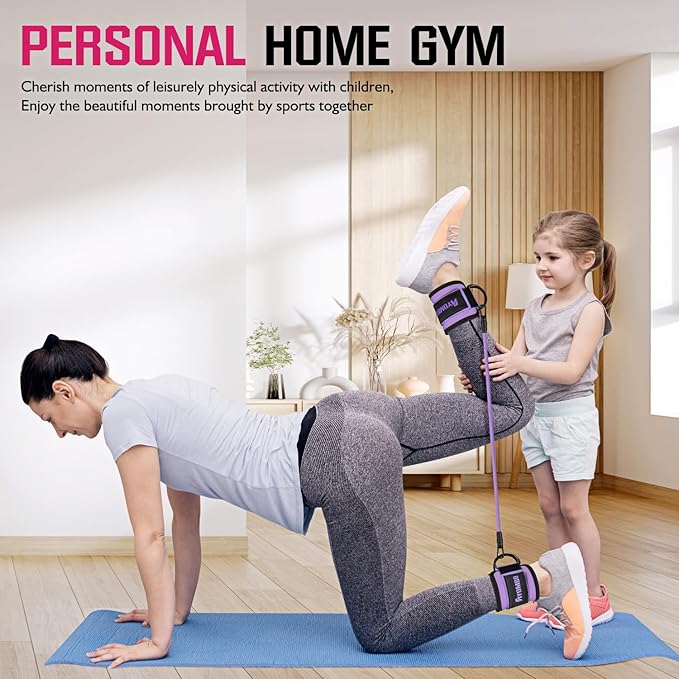 Ankle Resistance Bands with Cuffs, Home Gym Workout Equipment, Lifting Glute Butt Exercise Equipment for Women, Ankle Weights Fitness Set, Leg Booty Equipment for Training Perfect Body Shape