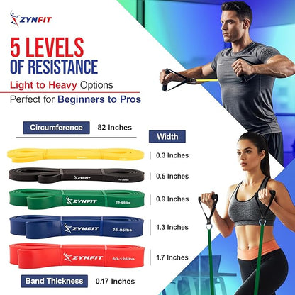100% Natural Latex Resistance Bands Set with Door Anchor, 5-Level Pull Up Bands for Working Out, Strength Training & Physical Therapy, Workout Bands for Home Gym - Get Free A.I. Workout Plan