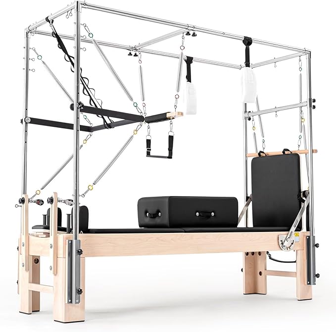 Pilates Reformer, Reformer Pilates Machine – Deluxe Version with Premium Maple Frame, Upgraded Spring System, Comfort Padding & Studio-Quality Glide – Pilates Reformer Set for Home & Studio