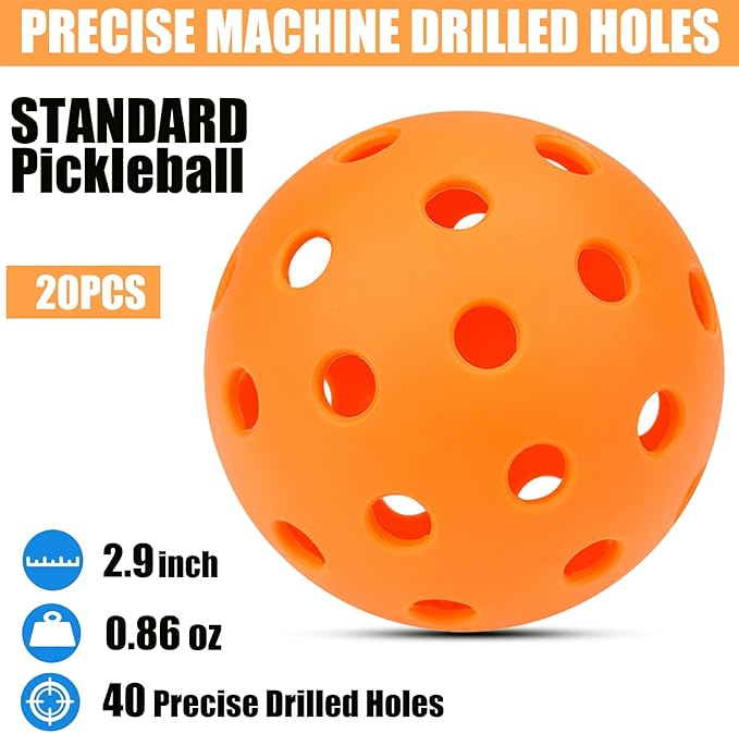 Magicorange Pickleball Balls, 20 Pack USAPA Approved Outdoor Pickleballs, High Elasticity & Durable Pickle Balls