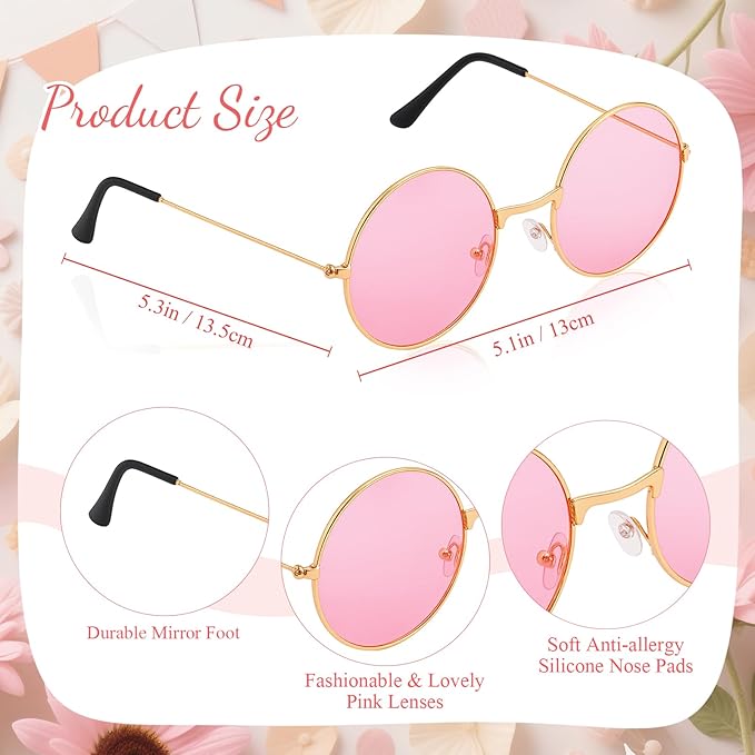 Norme 3 Pcs Hippie Costume Accessories 70s Peace Sign Necklace Tie Dye Hippie Headband Sunglasses Halloween Party Decor