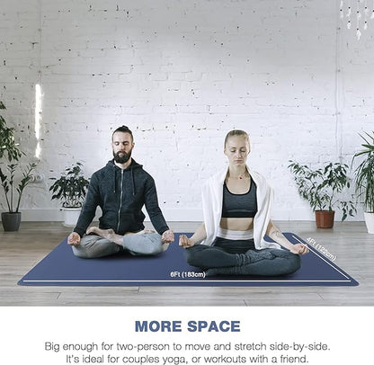 UMINEUX Large Yoga Mat for Men and Women 1/4 & 2/5 Inch Extra Thick TPE Fitness Mat for Home Gym Workout, Non-Slip, Eco Friendly Exercise Mat for Yoga, Pilates, Stretching, Meditation