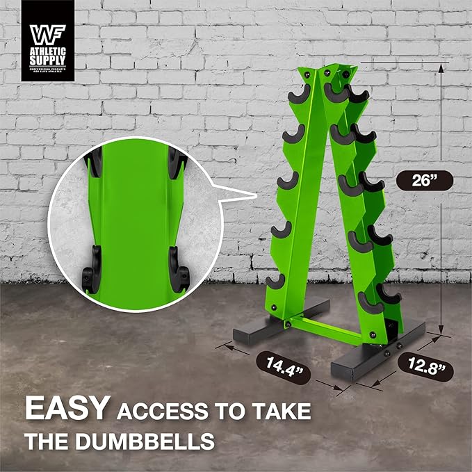 WF Athletic Supply Dumbbell Rack, 5-Tier A-Frame Dumbbell Rack for Dumbbell Storage, Color Options Available in Black/White/Green/Yellow/Red/Pink/Orange & Blue