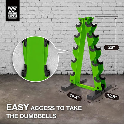 WF Athletic Supply Dumbbell Rack, 5-Tier A-Frame Dumbbell Rack for Dumbbell Storage, Color Options Available in Black/White/Green/Yellow/Red/Pink/Orange & Blue