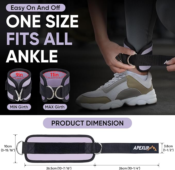 APEXUP Ankle Strap for Cable Machine, Ankle Resistance Bands, Cable Kick Back Straps for Gym, Glute Workouts, Leg Extensions, Adjustable Straps with Neoprene Padding