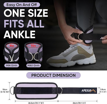 APEXUP Ankle Strap for Cable Machine, Ankle Resistance Bands, Cable Kick Back Straps for Gym, Glute Workouts, Leg Extensions, Adjustable Straps with Neoprene Padding