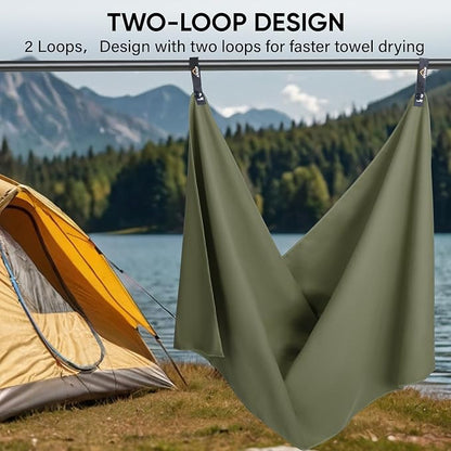 APEXUP Microfiber Travel Towel, Ultra Absorbent Quick Dry Towels, Lightweight Gym Sports Camping Towel for Workout, Yoga, Beach, Shower, Swimming (24"×12", Army Green)