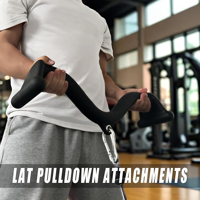 Lat Pull Down Bar T bar Row Attachment, V Bar Tricep Lat Pulldown Attachments, Back Strength Training Bar for Home Gym Exercise Cable Machine Attachments