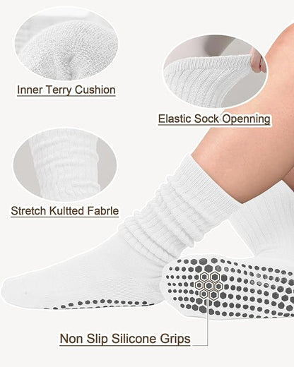 3/6 Pairs Grip Pilates Socks for Women, Non-slip Yoga Athletic Socks for Barre Ballet Barefoot Workout Hospital