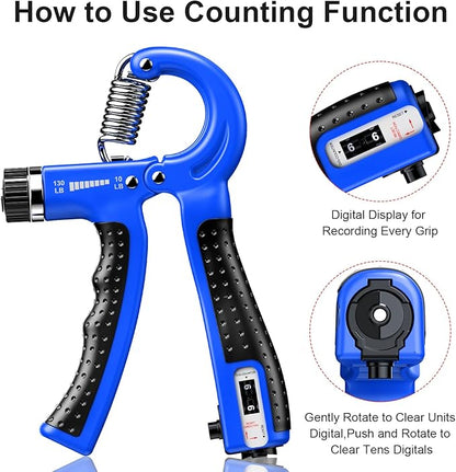 KDG Hand Grip Strengthener 2 Pack Adjustable Resistance 10-130 lbs Forearm Exerciser，Grip Strength Trainer for Muscle Building and Injury Recovery for Athletes