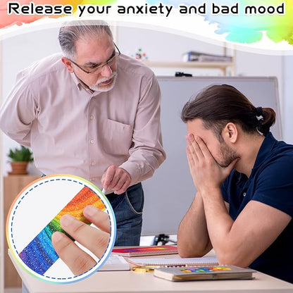 36 Pcs Anxiety Sensory Stickers Mental Health Stickers Fidget Textured Strips Toys Adhesive Tactile Calm Relief Items for Adults Desk School Counselor Classroom(Rainbow Style)
