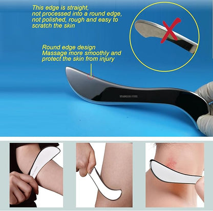 BYYDDIY Stainless Steel Gua Sha Muscle Scraper Scraping Massage Tool Kit,IASTM Tools, Great Soft Tissue Physical Therapy Used for Back, Legs, Arms,Neck (L-SD2B)