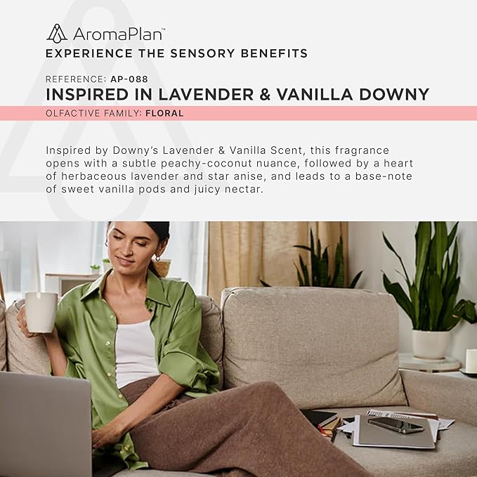 AromaPlan Scents, Clean Smelling Essential Oils,Inspired by Lavender & Vanilla Downy (5 Fl Oz /148ml)-Fresh Scent Essential Oil for Diffuser,USA Fragrance, Bigger Bottle, Bolder Aroma & Longer Lasting