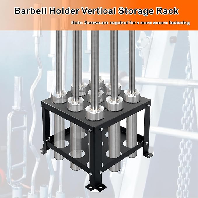 Barbell Holder Vertical Storage Rack, Heavy Duty Floor Stand Barbell Storage Rack, 9 Barbells Olympic Barbell Holder, Barbell Rack Stand Fit 2-inch Olympic Bars Olympic Bars, Curl Bars, Triceps Bars