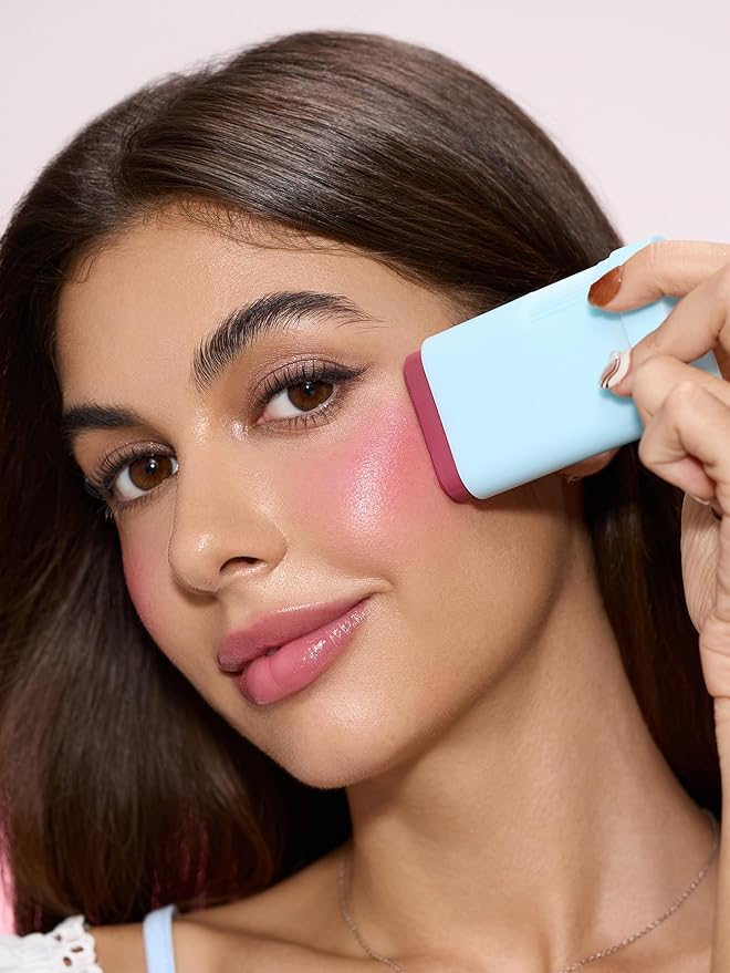 SHEGLAM Glass Glow Blush Stick Cream for Cheek and Lip, Waterproof Hydrating Tinted Solid Moisturizer Blendable Natural Grow Nude Face Blush Makeup-Brisk Babe