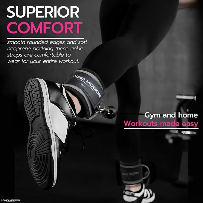 Ankle Strap for Cable Machine Attachments, Gym Accessories for Women and Men, Neoprene Ankle Cuffs for glute Kickback, Leg Workouts ande Booty Hip Abductors Exercise