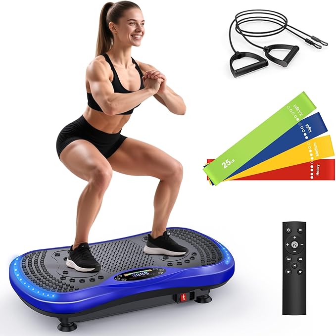 Vibration Plate Exercise Machine for Lymphatic Drainage, Vibration Machine for Full-Body Weight Loss Shaping, Vibrate Fitness Platform 400 Lbs & 200 Adjustable Speeds for Women Men Home Gym