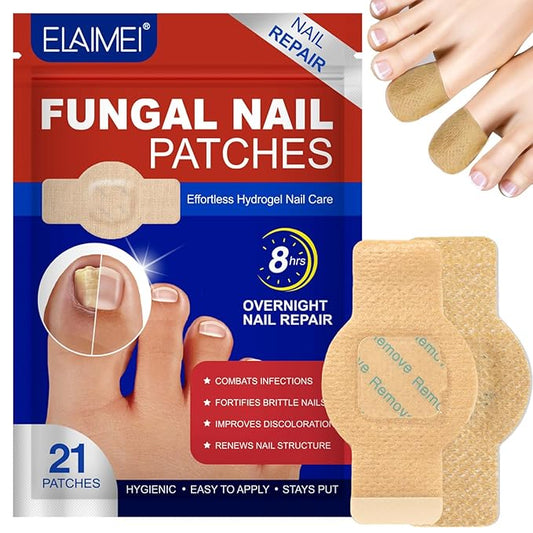 Fungal Nail Patches for Toenails, 21 Pcs Fungus Nail Patches, Toenail Fungus Treatment Extra Strength - Overnight Repair for Nail Fungus Damage, 8-Hour Restores Healthy Appearance, Easy to Apply