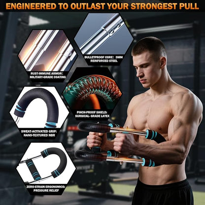 Twister Arm Trainer, Adjustable Chest Workout Equipment, Anti-Slip Grips & Double-Spring Safety, Arm Trainer for Men/Women, Portable Home Fitness Equipment