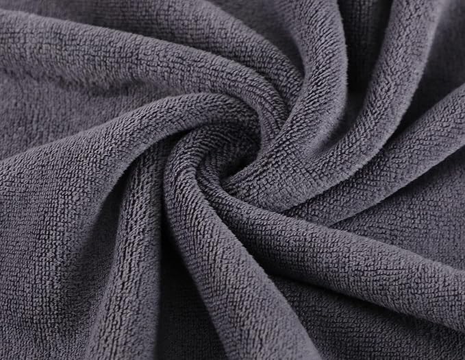 Microfiber Gym Towels Bigger Size Super Soft for Exercise Fitness, Sports, Workout, 380-GSM 15-Inch x 31-Inch Quick-Drying Towels (3 Pack, Pure Grey+Blue+Purple)