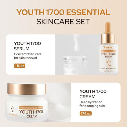 Youth 1700 Essential Trio Set, Vietnamese Ginseng Anti-Aging Skin Care Kit with Serum, Eye Cream & Moisturizer for Wrinkle Care & Firm, Radiant Skin, For All Skin Types
