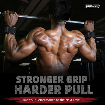 Frelaxy Lifting Wrist Straps, Rubber Weight Lifting Grips with Non-Slip Palm & Wrist Wraps Support for Deadlifts, Pull Ups, Rows, Heavy Powerlifting, Lat Pulldowns