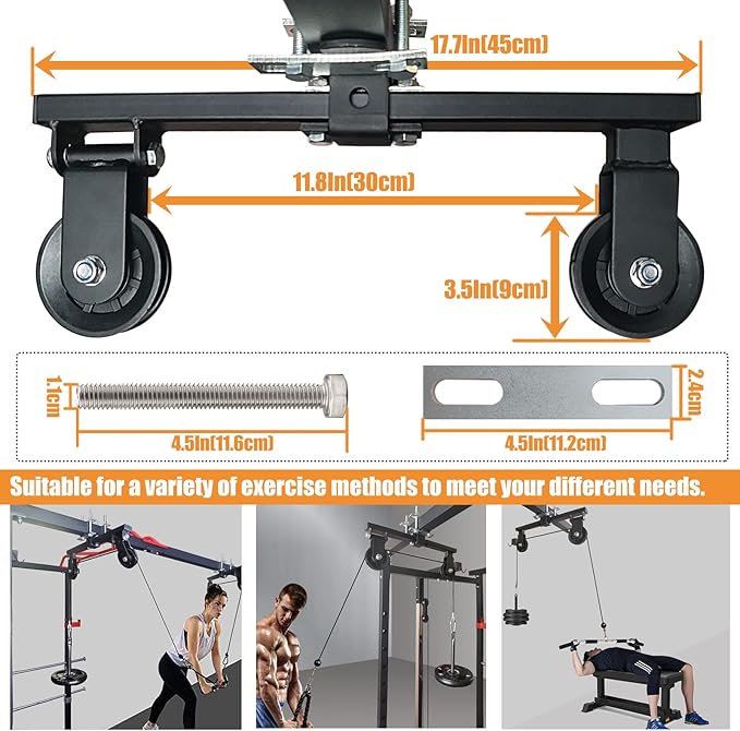 KORIKAHM Power Rack Pulley Attachment, LAT Pulldown Machine - Cable & Weight Dual Pulley System for Home Gym Strength Training, Power Racks