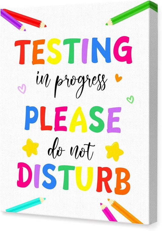 LISTNGBO Mental Health Canvas Wall Art,Testing In Progress Please Do Not Disturb Artwork Painting Prints Poster Ready to Hang for Counselor Therapy Office School Wall Decor Treatment Decor,12x15 Inch