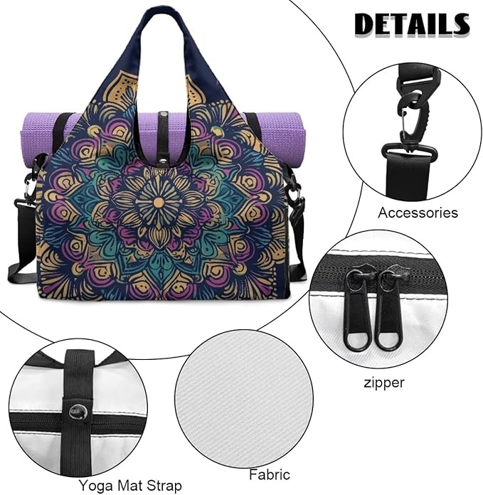 Yoga Mat Bag for Women Men Large Carryall Tote with Adjustable Shoulder Strap for Gym Yoga Travel Pilates Office