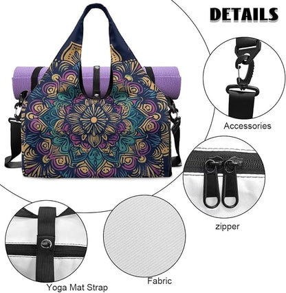 Yoga Mat Bag for Women Men Large Carryall Tote with Adjustable Shoulder Strap for Gym Yoga Travel Pilates Office