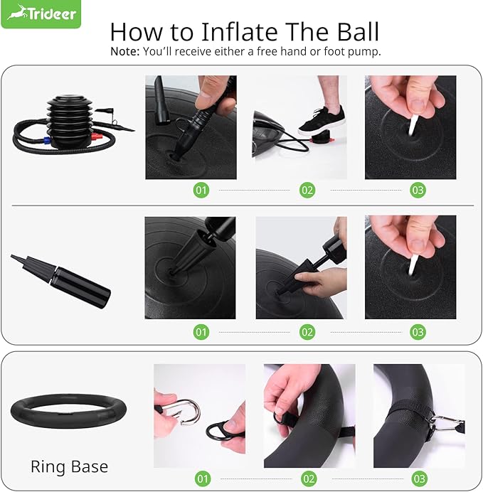 Trideer Ball Chair - Yoga Ball with Base & Bands for Home Gym Workout