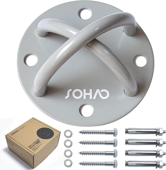 Wall Ceiling Mount Bracket for Suspension Straps, Aerial Yoga Swing & Hammock, Gymnastic Rings, Boxing Punching Bags, Body Strength Gym Equipment and Battle Ropes