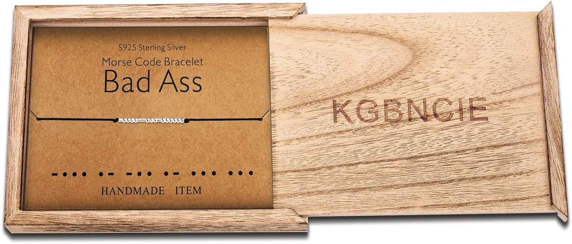 KGBNCIE Morse Code Bracelet for Women Sterling Silver Beads on Silk Cord Secret Message Fuck Friendship Inspirational Encouragement Bracelet Gift for Her