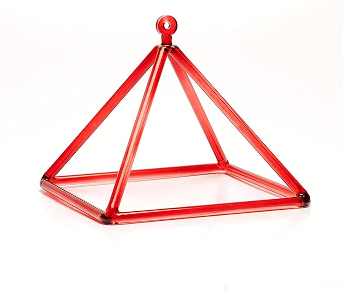 TOPFUND 10" Red Crystal Singing Pyramid Sound Therapy Instument with Carrying Case and Quartz Suede Mallet