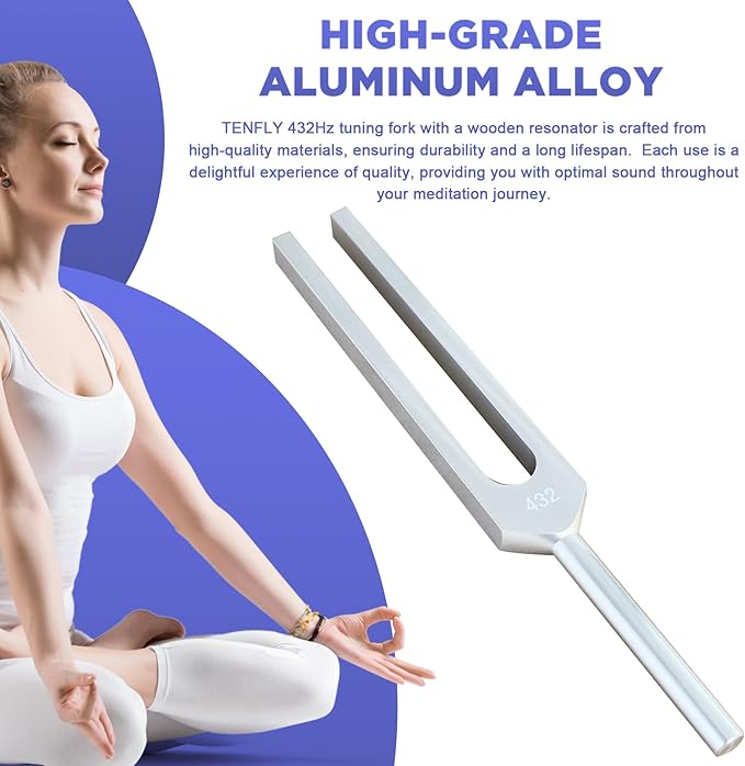 432 Hz Tuning Fork Paired with Elegant Wooden Resonator for Ultimate Meditation Experience